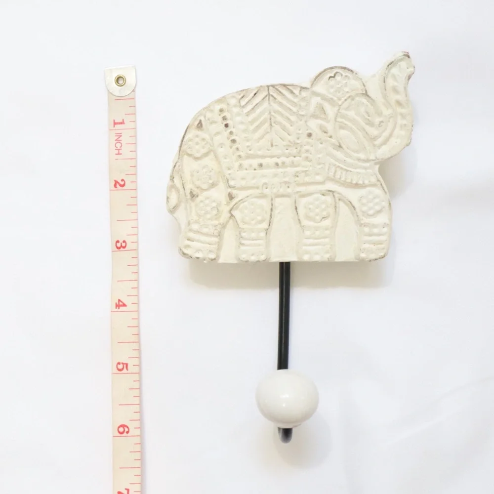 Elephant Carved Single Hook Wall Decor NWOT